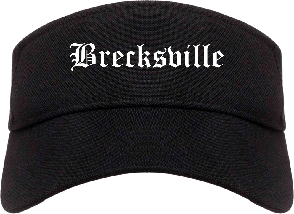 Brecksville Ohio OH Old English Mens Visor Cap Hat Black