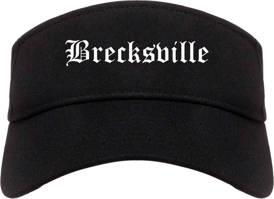 Brecksville Ohio OH Old English Mens Visor Cap Hat Black