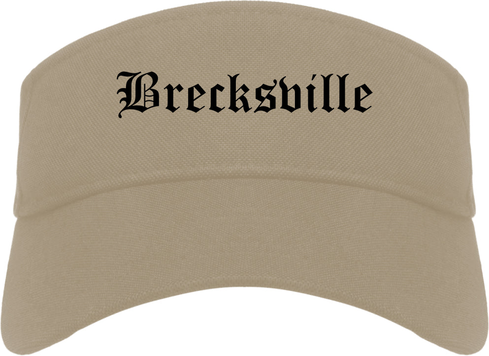 Brecksville Ohio OH Old English Mens Visor Cap Hat Khaki