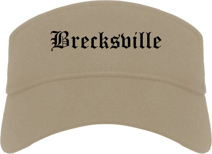 Brecksville Ohio OH Old English Mens Visor Cap Hat Khaki