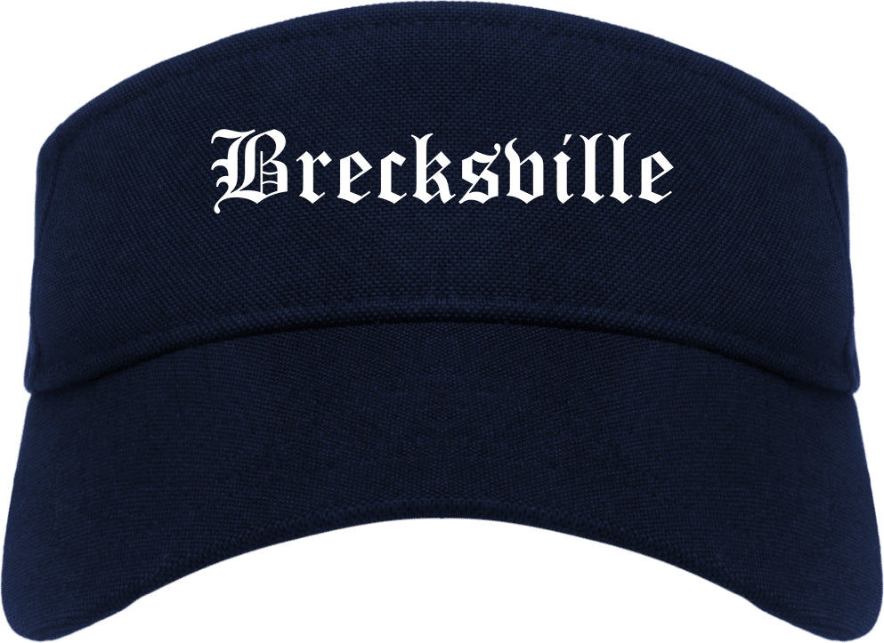 Brecksville Ohio OH Old English Mens Visor Cap Hat Navy Blue