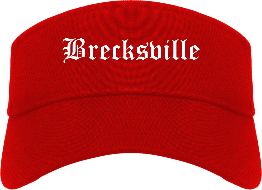 Brecksville Ohio OH Old English Mens Visor Cap Hat Red