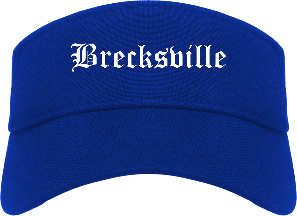 Brecksville Ohio OH Old English Mens Visor Cap Hat Royal Blue