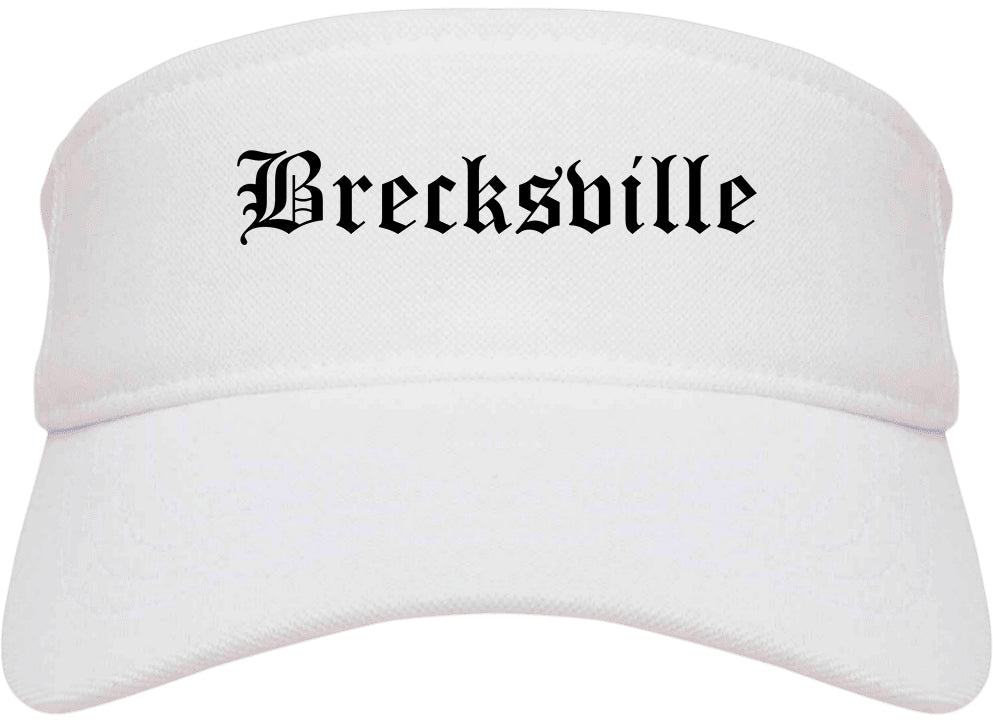 Brecksville Ohio OH Old English Mens Visor Cap Hat White