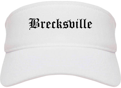 Brecksville Ohio OH Old English Mens Visor Cap Hat White