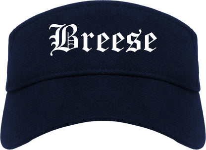 Breese Illinois IL Old English Mens Visor Cap Hat Navy Blue