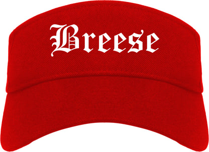 Breese Illinois IL Old English Mens Visor Cap Hat Red