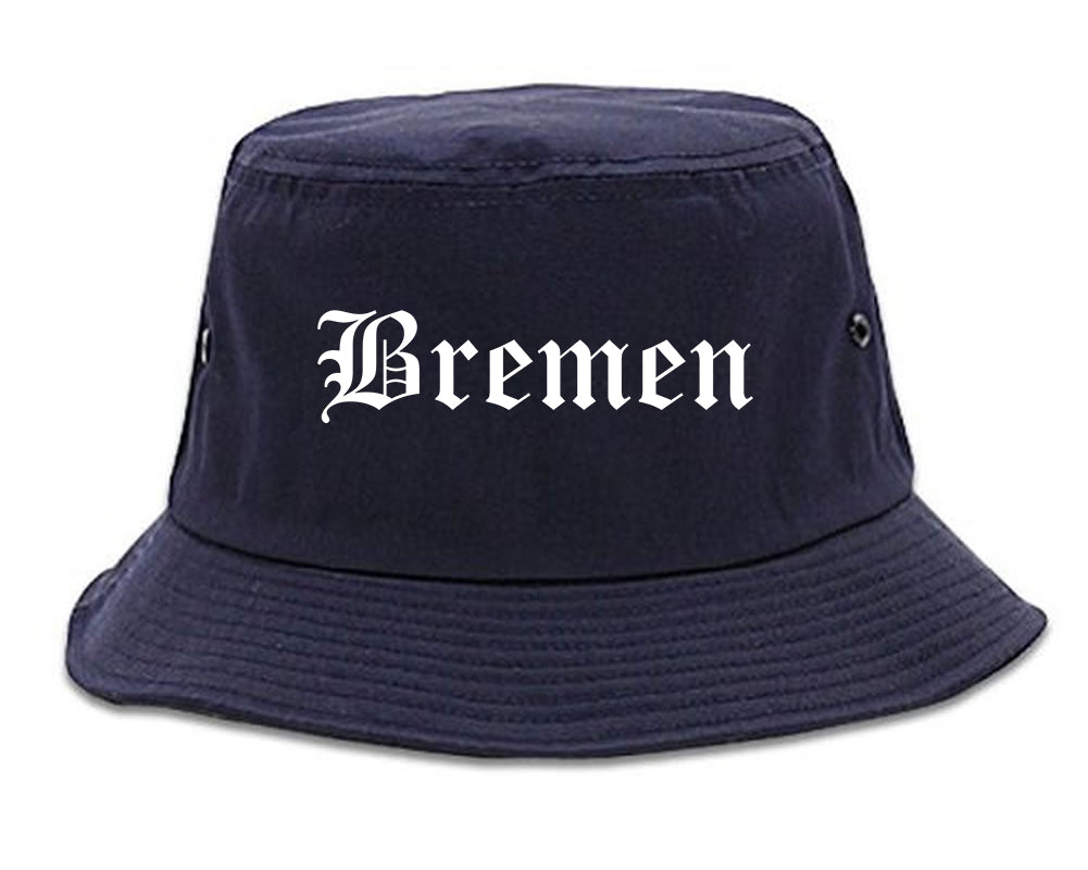 Bremen Georgia GA Old English Mens Bucket Hat Navy Blue