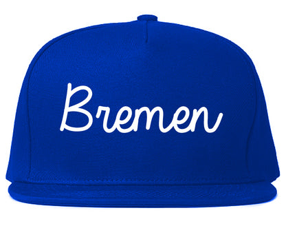 Bremen Georgia GA Script Mens Snapback Hat Royal Blue