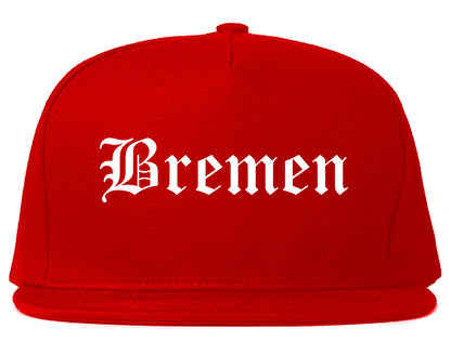Bremen Indiana IN Old English Mens Snapback Hat Red