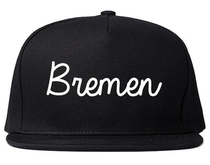 Bremen Indiana IN Script Mens Snapback Hat Black