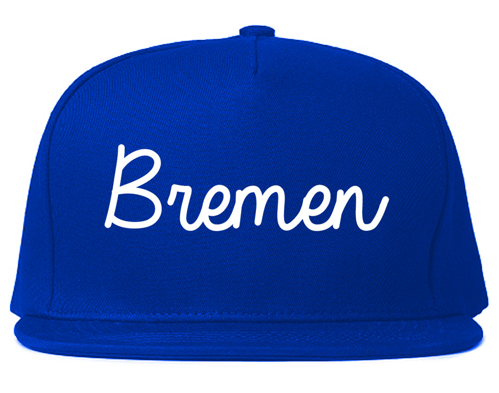 Bremen Indiana IN Script Mens Snapback Hat Royal Blue