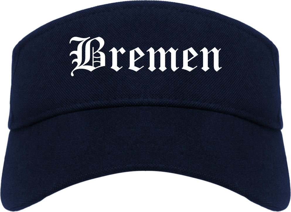 Bremen Indiana IN Old English Mens Visor Cap Hat Navy Blue