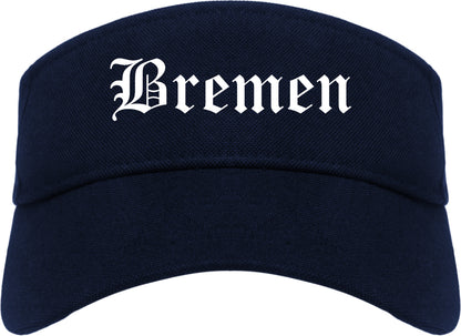 Bremen Indiana IN Old English Mens Visor Cap Hat Navy Blue
