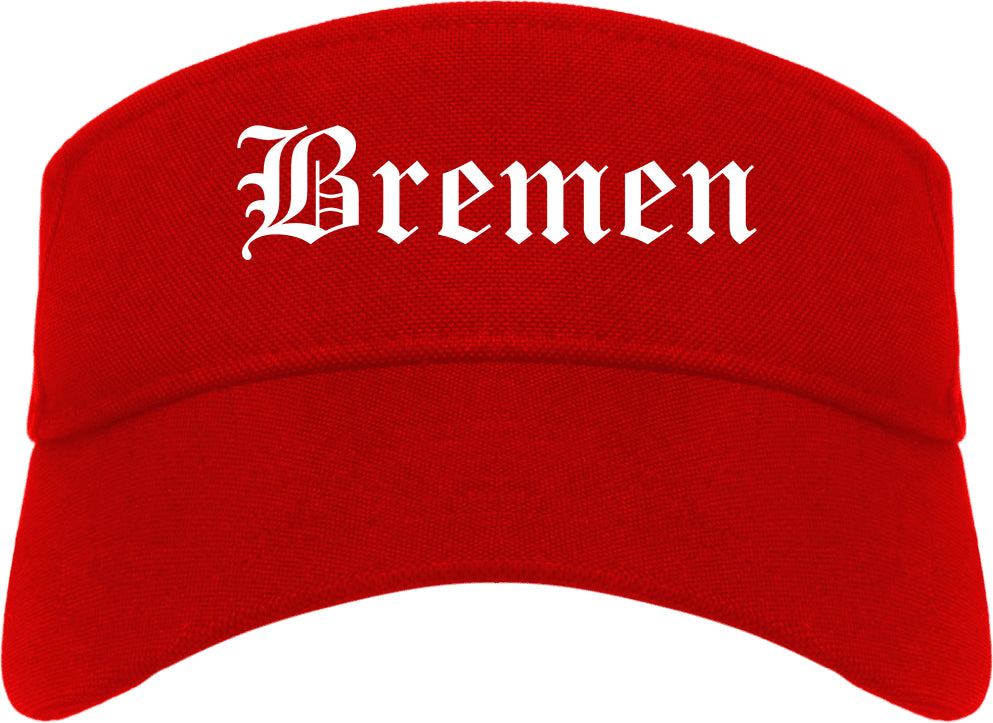 Bremen Indiana IN Old English Mens Visor Cap Hat Red
