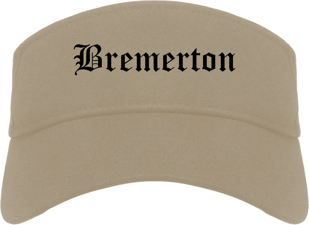 Bremerton Washington WA Old English Mens Visor Cap Hat Khaki