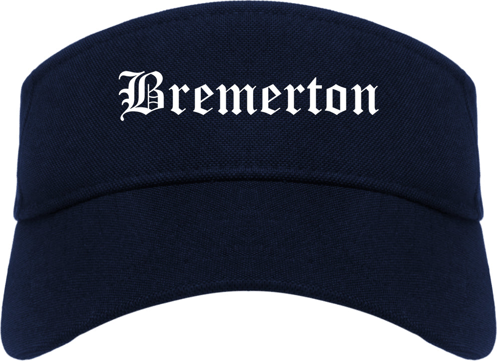 Bremerton Washington WA Old English Mens Visor Cap Hat Navy Blue