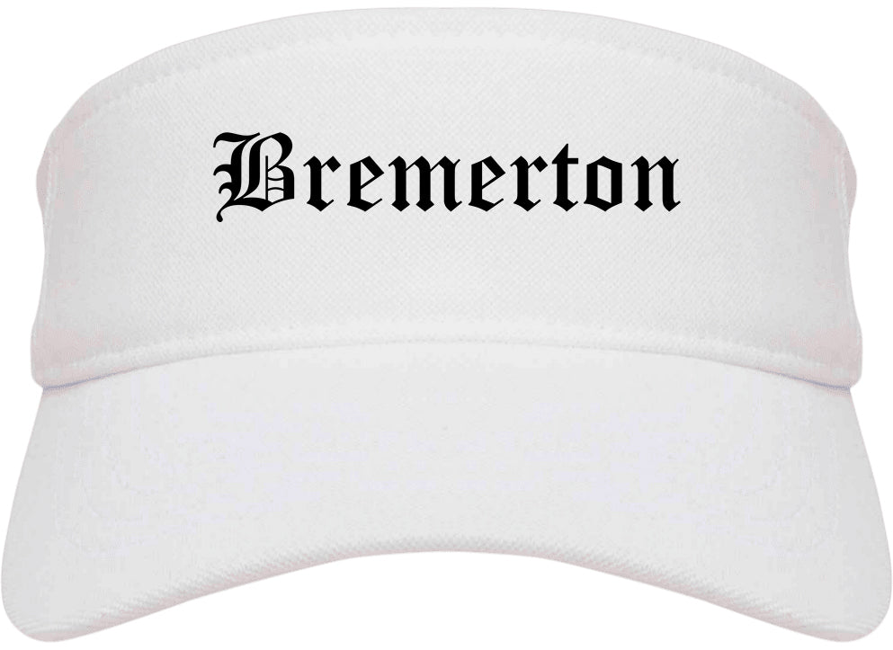 Bremerton Washington WA Old English Mens Visor Cap Hat White
