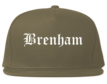 Brenham Texas TX Old English Mens Snapback Hat Grey