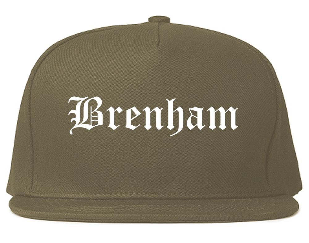 Brenham Texas TX Old English Mens Snapback Hat Grey