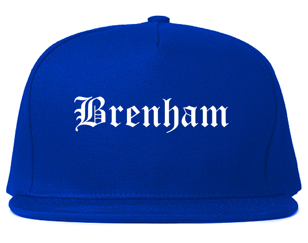 Brenham Texas TX Old English Mens Snapback Hat Royal Blue