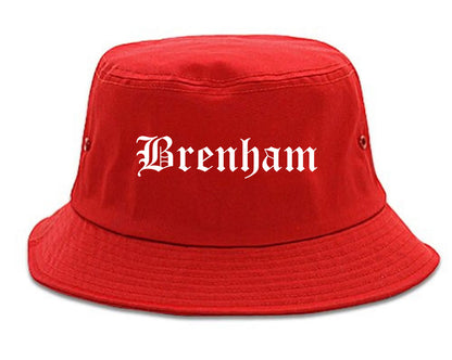 Brenham Texas TX Old English Mens Bucket Hat Red