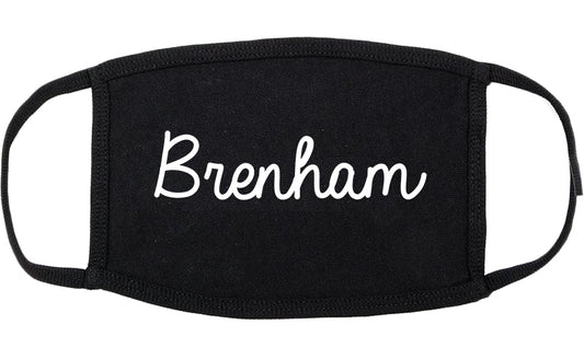 Brenham Texas TX Script Cotton Face Mask Black