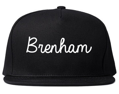 Brenham Texas TX Script Mens Snapback Hat Black