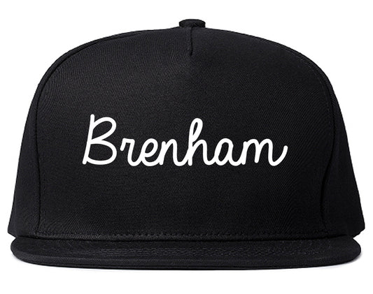 Brenham Texas TX Script Mens Snapback Hat Black