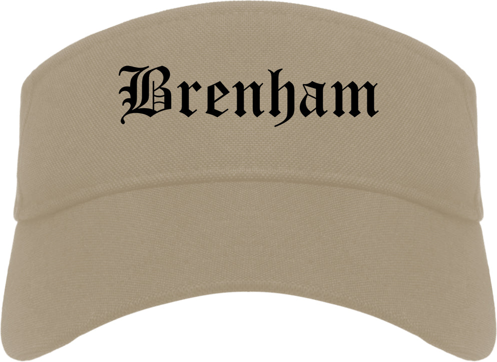 Brenham Texas TX Old English Mens Visor Cap Hat Khaki
