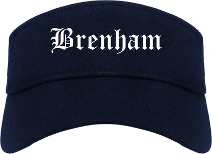 Brenham Texas TX Old English Mens Visor Cap Hat Navy Blue