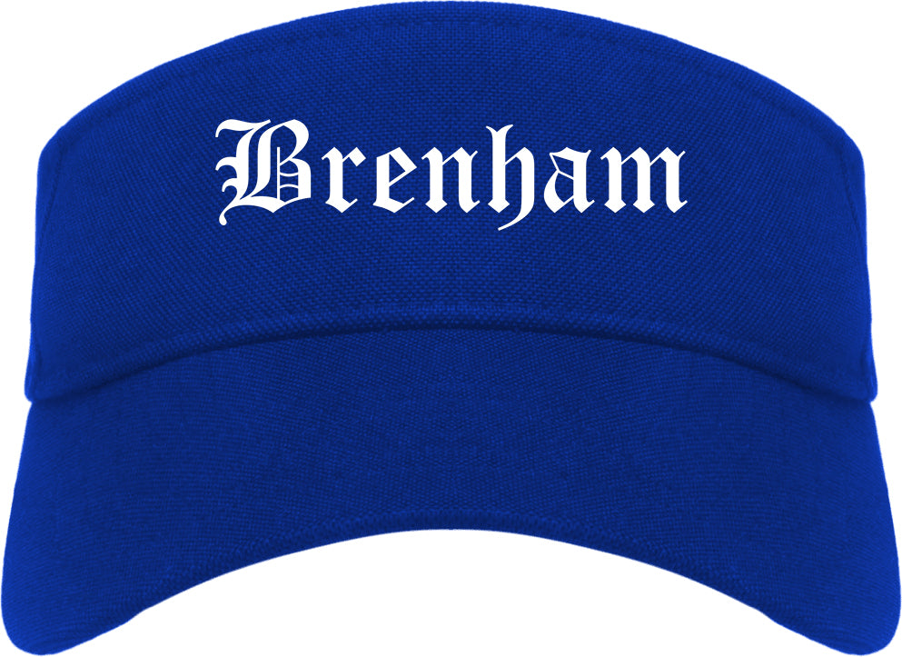 Brenham Texas TX Old English Mens Visor Cap Hat Royal Blue