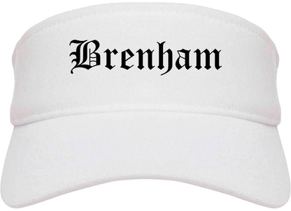 Brenham Texas TX Old English Mens Visor Cap Hat White