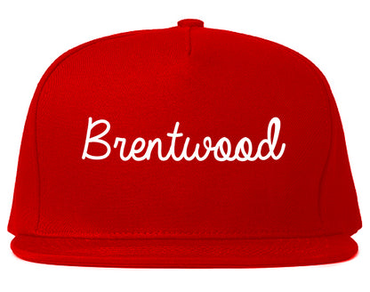 Brentwood California CA Script Mens Snapback Hat Red