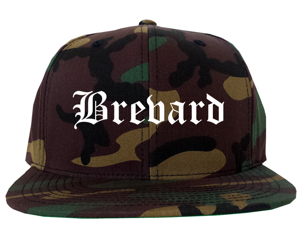 Brevard North Carolina NC Old English Mens Snapback Hat Army Camo