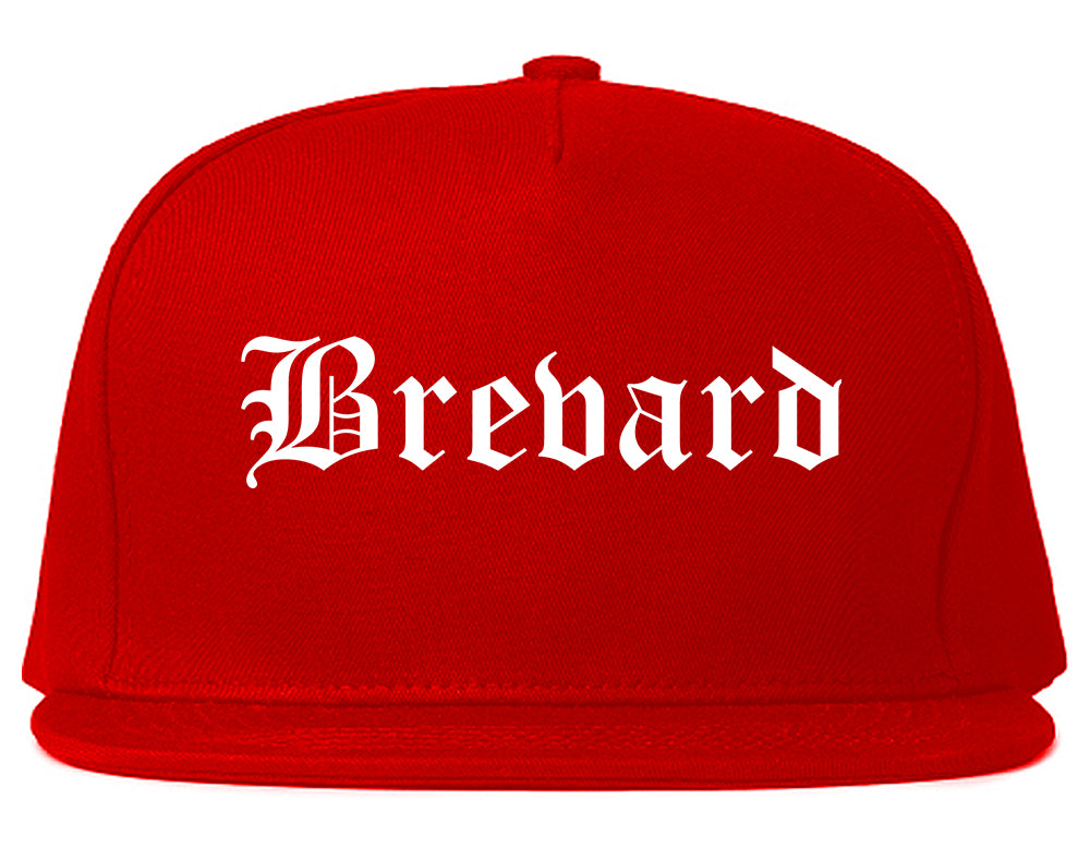 Brevard North Carolina NC Old English Mens Snapback Hat Red