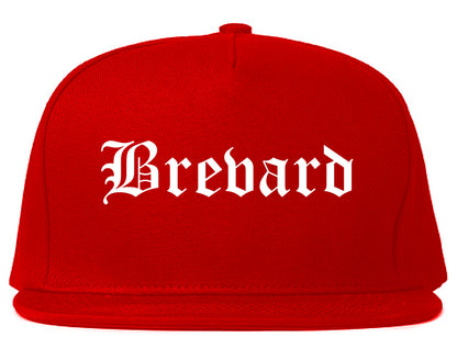 Brevard North Carolina NC Old English Mens Snapback Hat Red