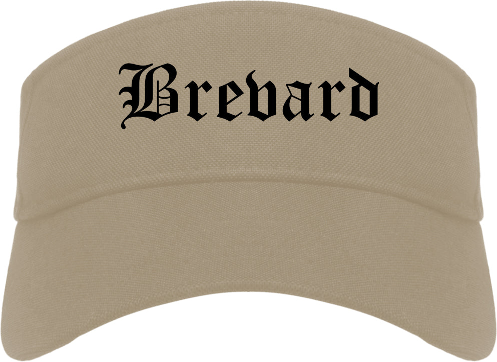 Brevard North Carolina NC Old English Mens Visor Cap Hat Khaki