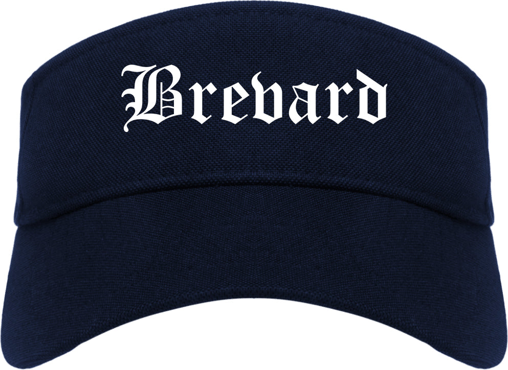 Brevard North Carolina NC Old English Mens Visor Cap Hat Navy Blue