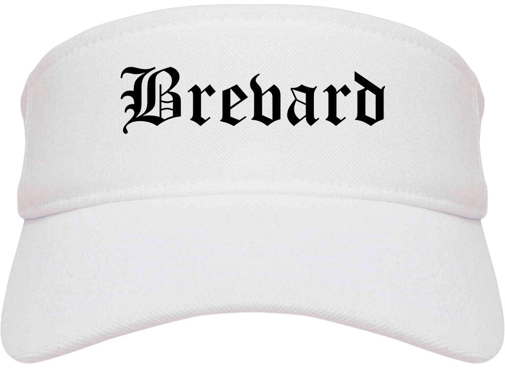 Brevard North Carolina NC Old English Mens Visor Cap Hat White