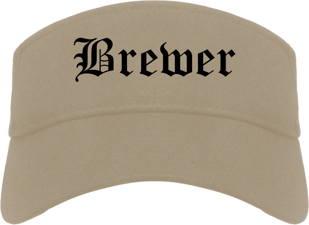Brewer Maine ME Old English Mens Visor Cap Hat Khaki