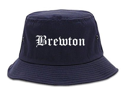 Brewton Alabama AL Old English Mens Bucket Hat Navy Blue