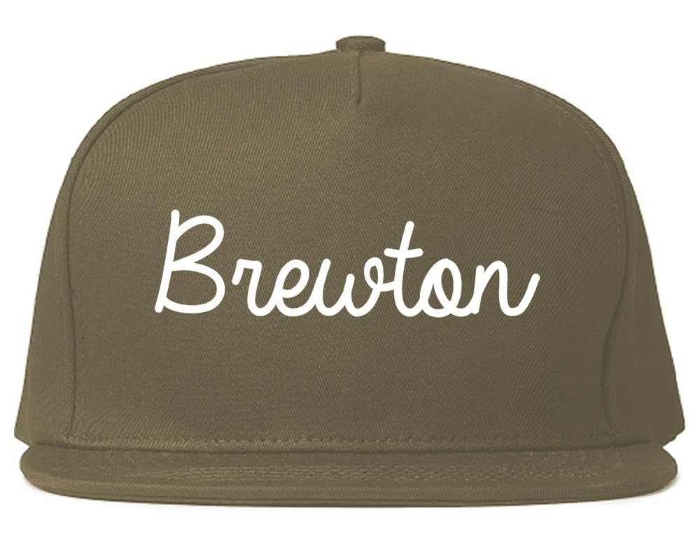 Brewton Alabama AL Script Mens Snapback Hat Grey