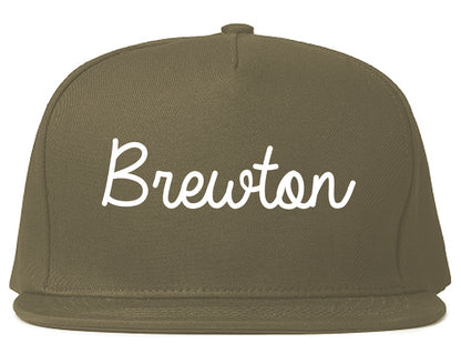 Brewton Alabama AL Script Mens Snapback Hat Grey