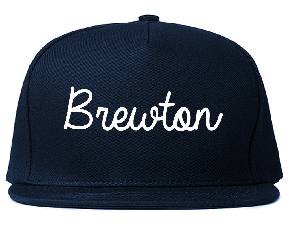 Brewton Alabama AL Script Mens Snapback Hat Navy Blue