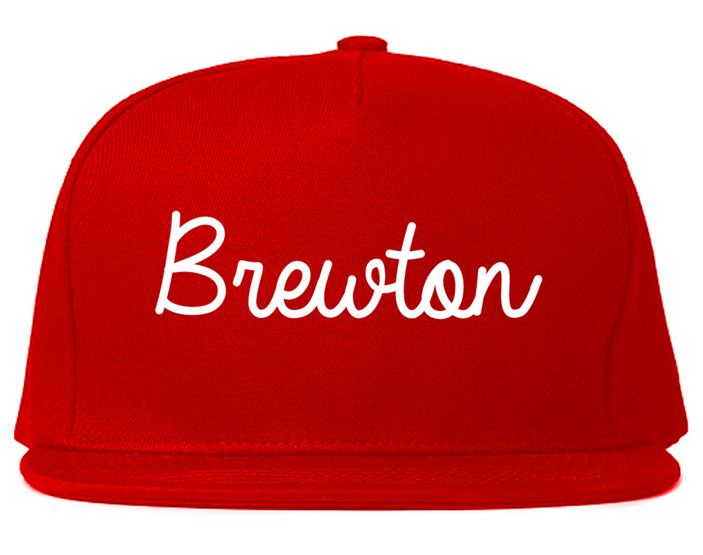 Brewton Alabama AL Script Mens Snapback Hat Red