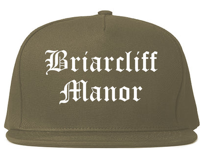 Briarcliff Manor New York NY Old English Mens Snapback Hat Grey