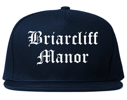 Briarcliff Manor New York NY Old English Mens Snapback Hat Navy Blue