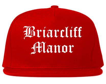 Briarcliff Manor New York NY Old English Mens Snapback Hat Red