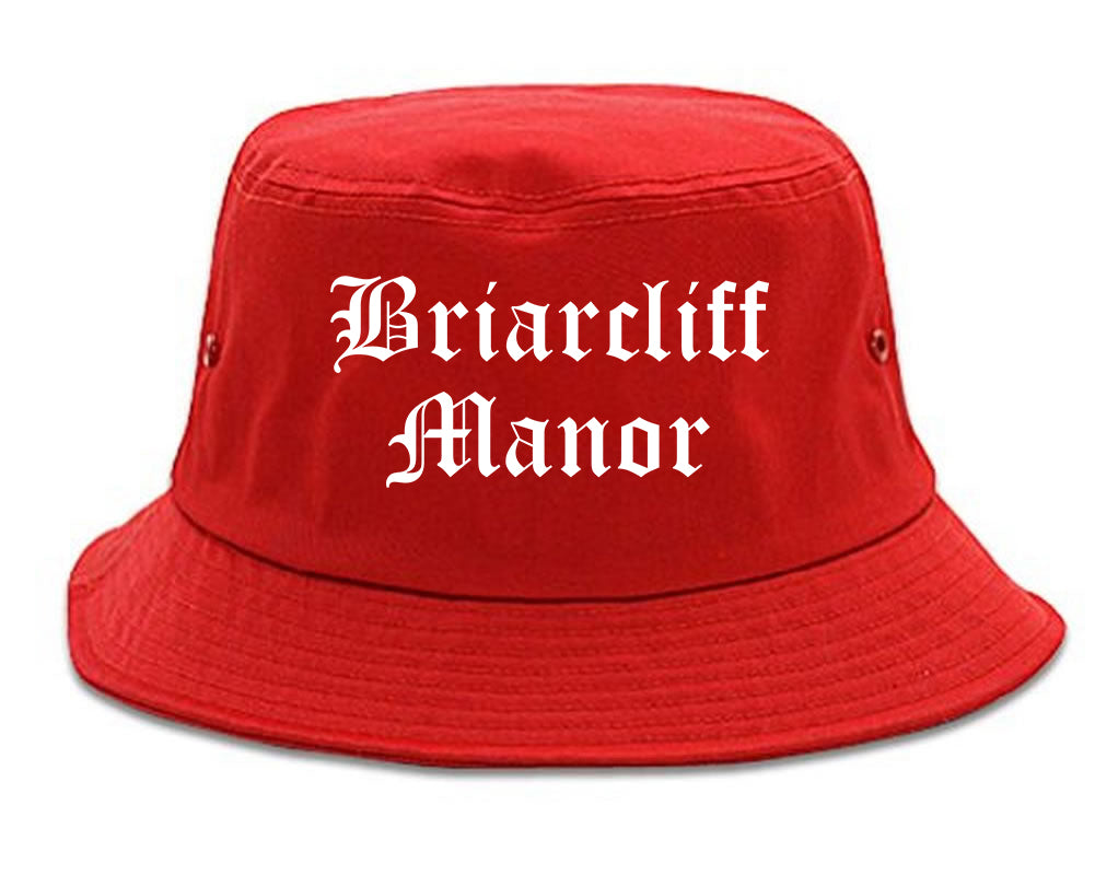 Briarcliff Manor New York NY Old English Mens Bucket Hat Red